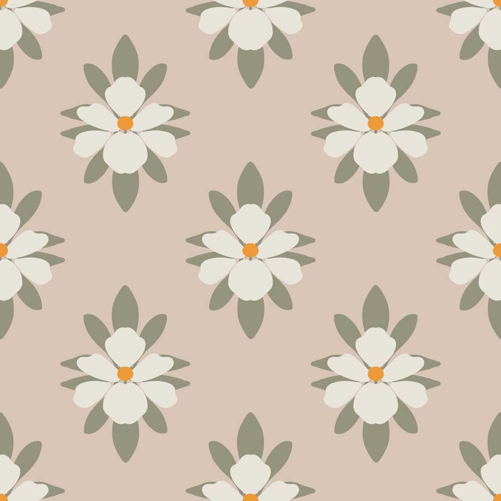Neutral Daisy Floral Warm Beige Botanical Wildflower Pattern