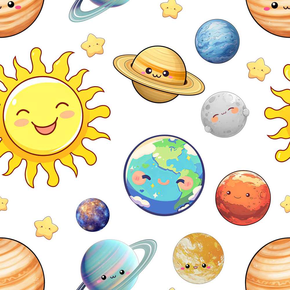 Solar System Planets Sun Stars Space Soft Grey Background
