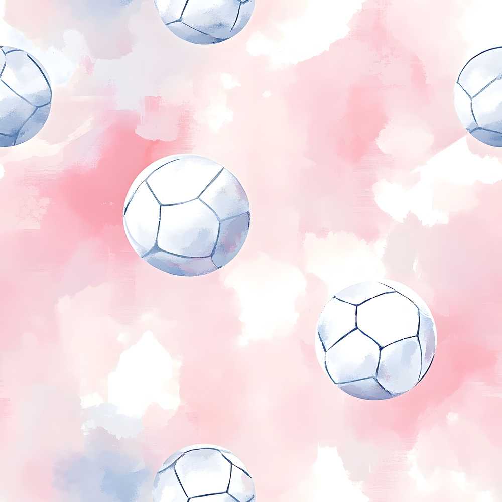Watercolor Soccer Balls on Soft Pink Background Decorative