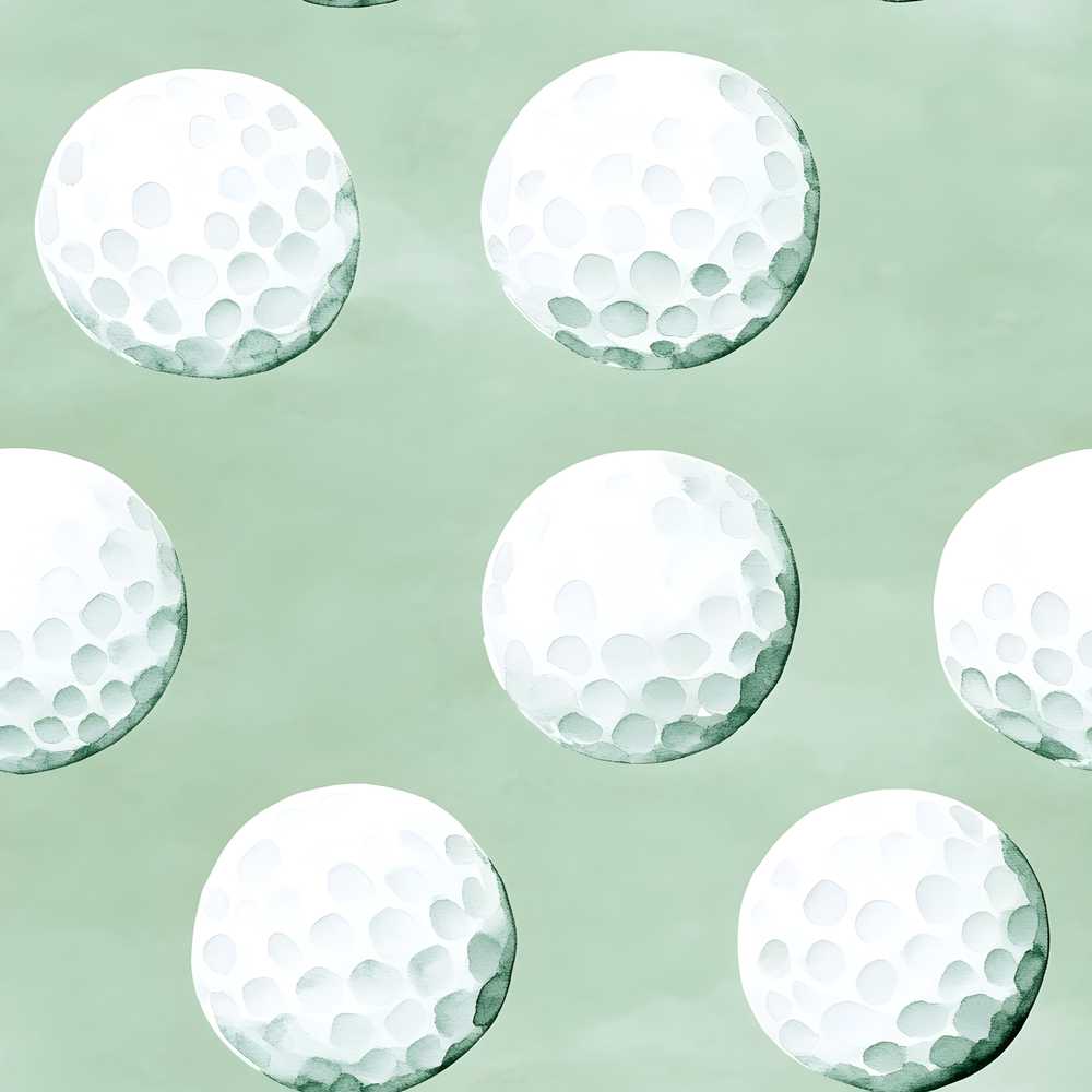 Watercolor Golf Balls on Soft Green Background Decorative