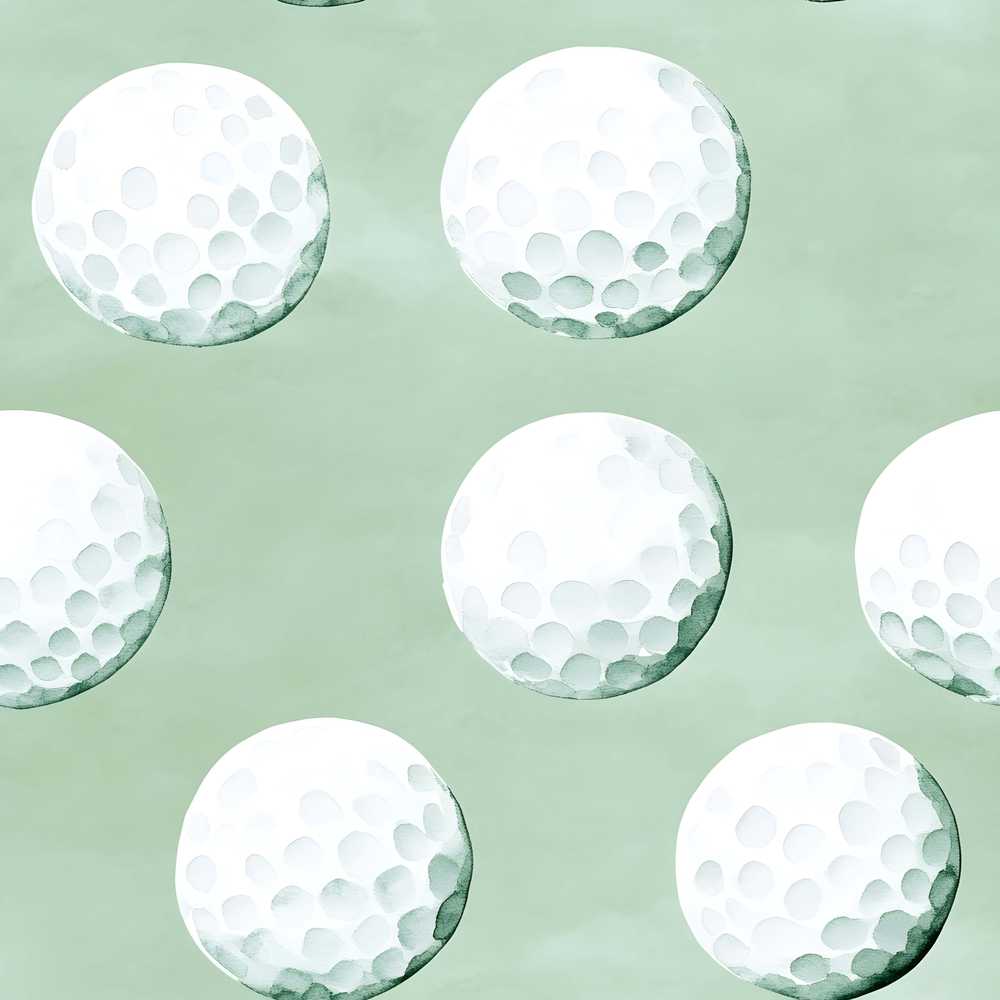 Watercolor Golf Balls on Soft Green Background Decorative