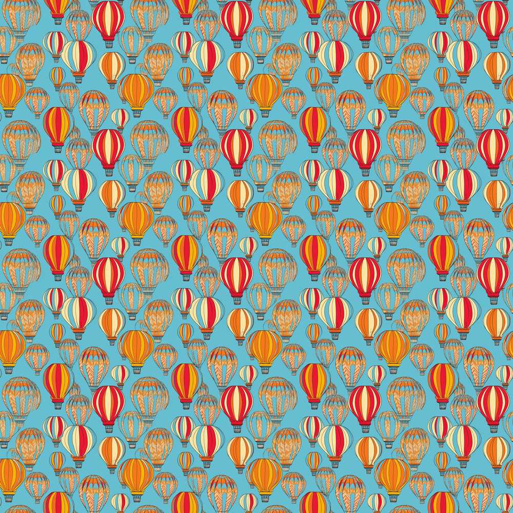 Colorful Vintage Hot Air Balloon Sky Decorative Repeat