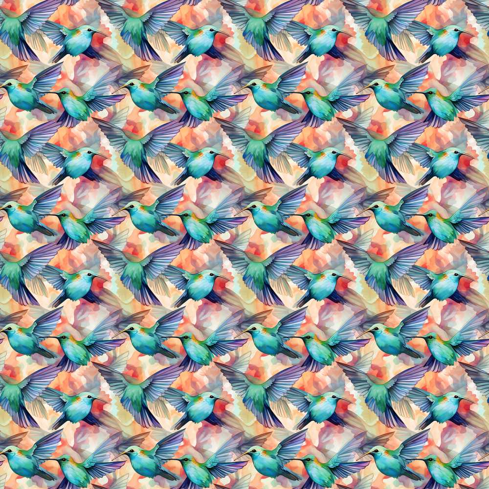 Colorful Hummingbird Abstract Watercolor Art Texture Pattern Design