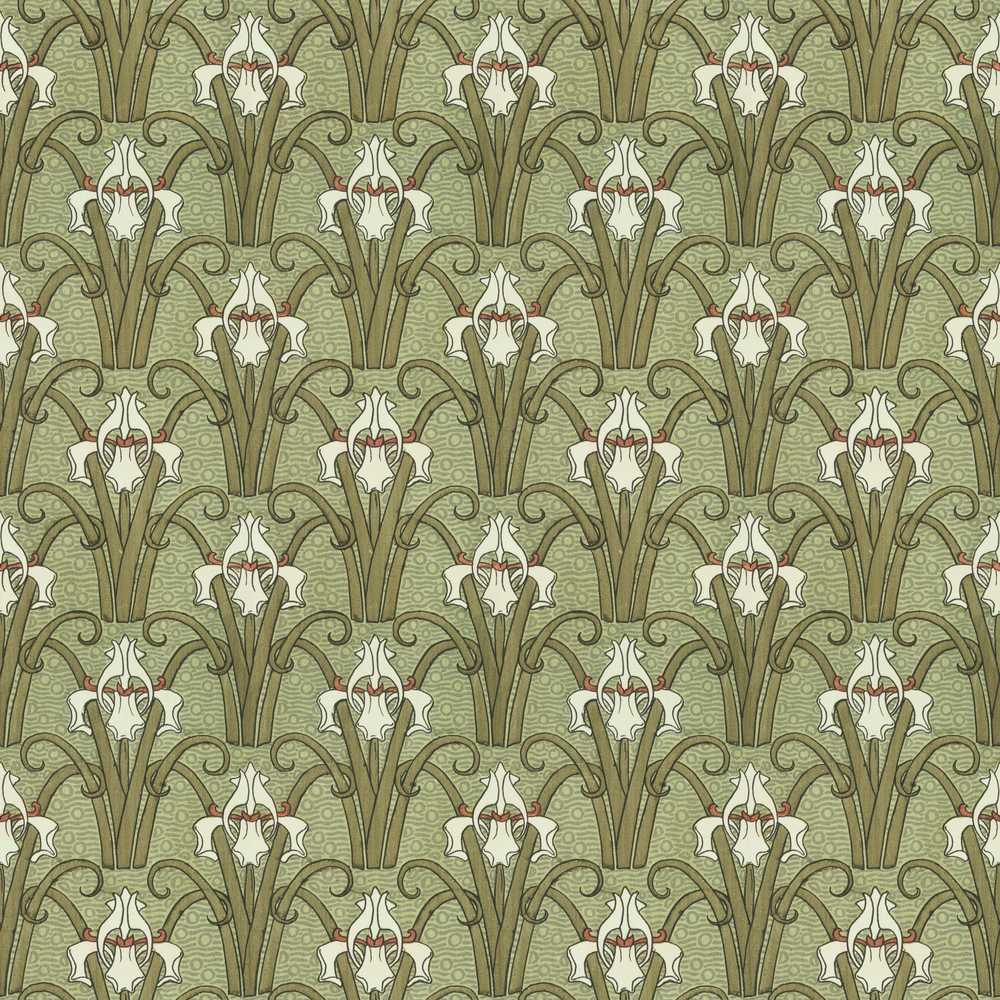 Vintage Lily Floral Green Art Nouveau Wildflower Pattern Botanical