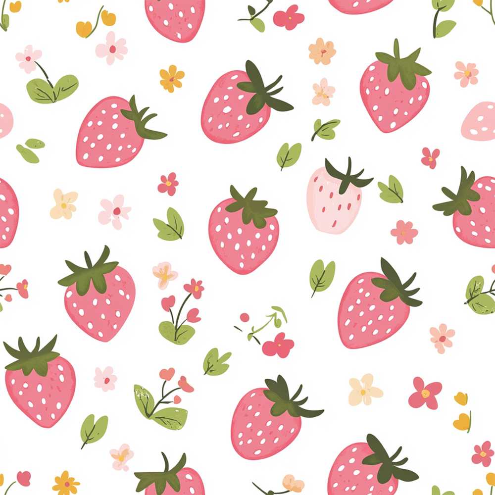 Sweet Strawberry Floral Cute Wildflower Pattern Botanical