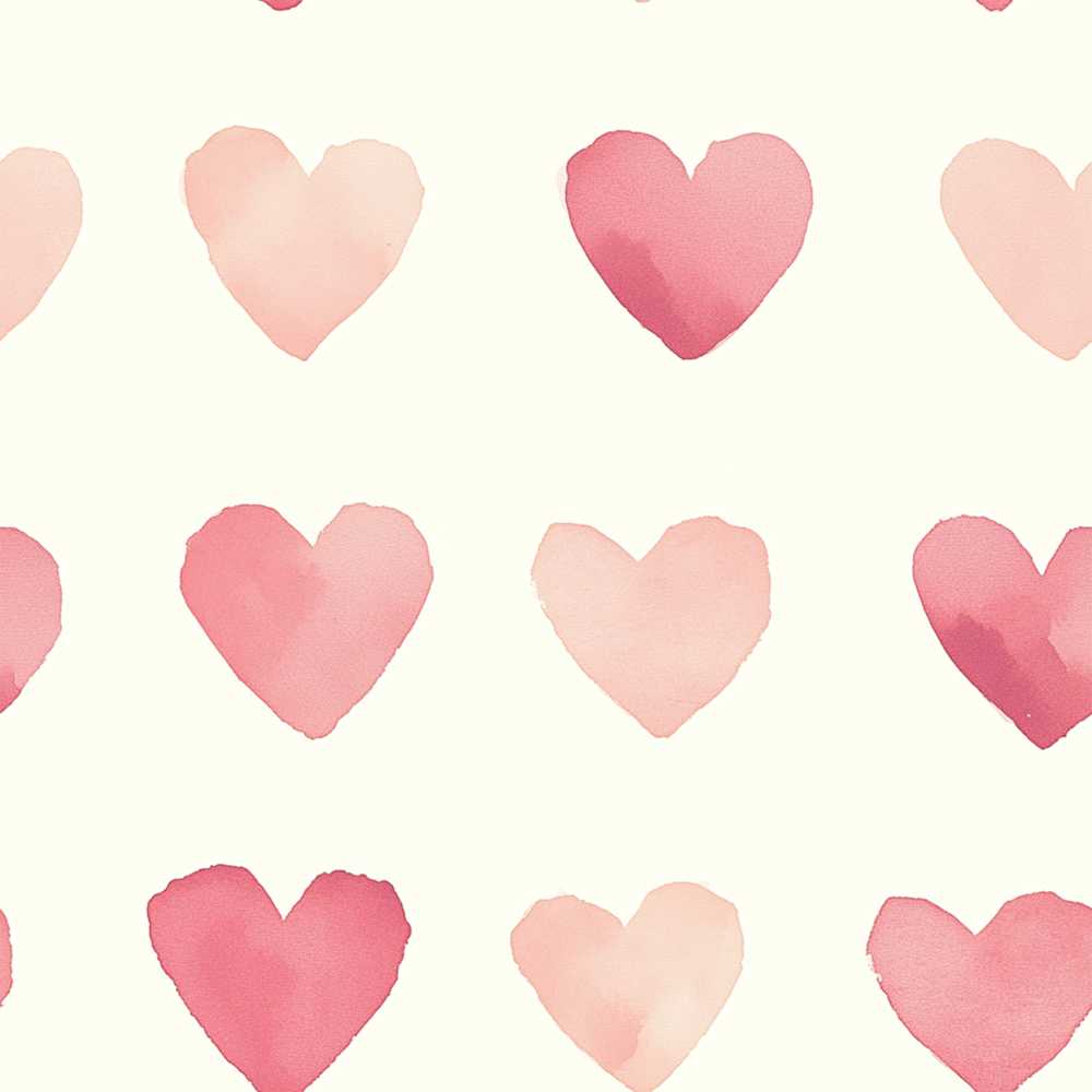 Soft Watercolor Pink Hearts Minimal Decorative Repeat Pattern
