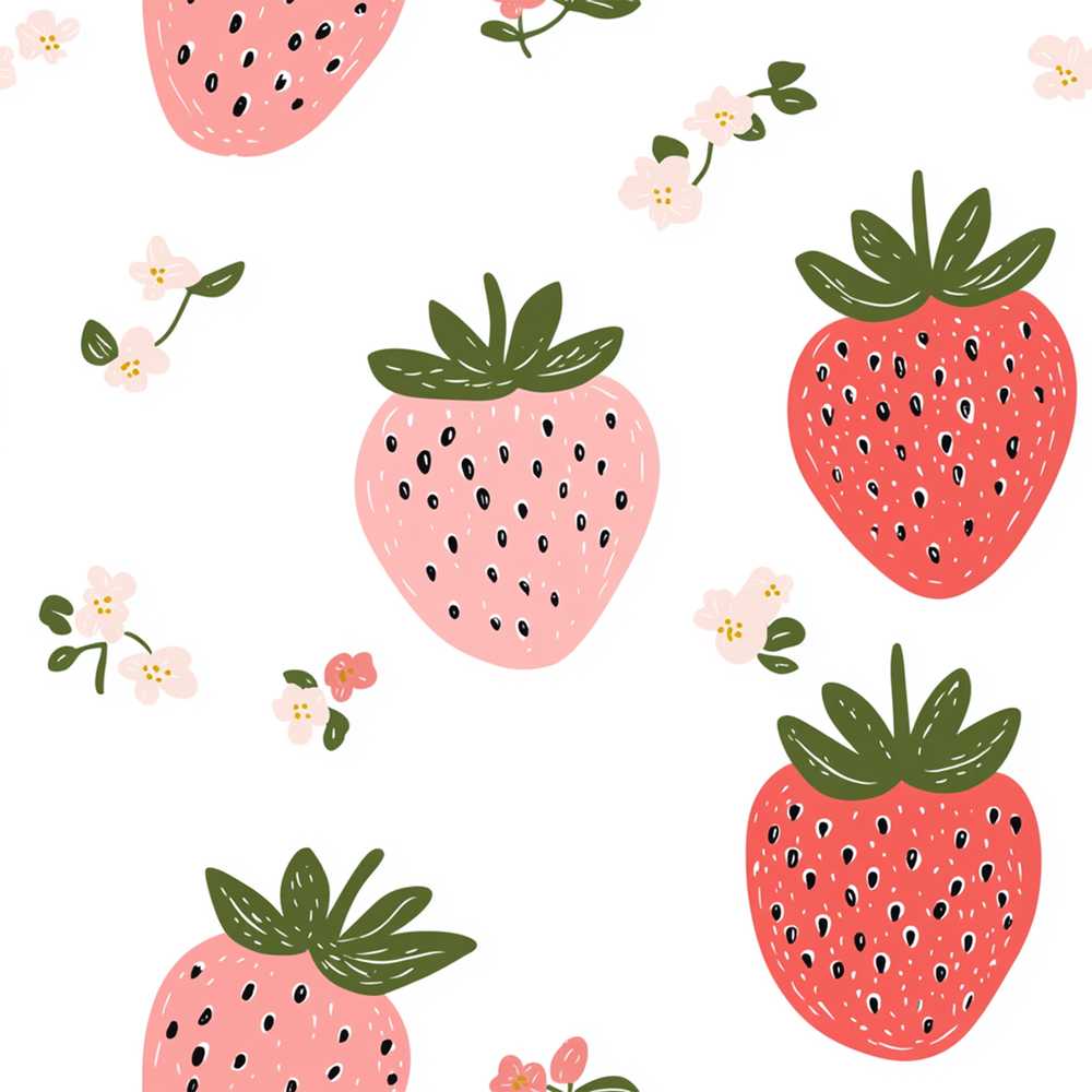 Cute Strawberry Blossom Soft Pastel Wildflower Pattern Botanical