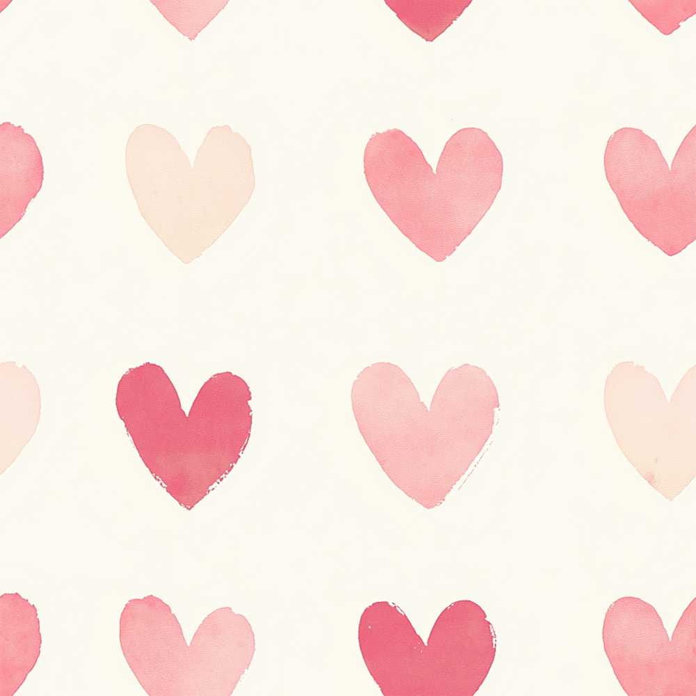 Soft Watercolor Pink Hearts Romantic Decorative Repeat Pattern