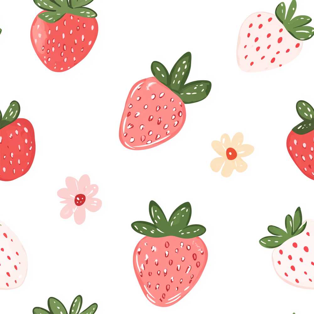 Cute Strawberry Floral Sweet Pastel Wildflower Pattern Botanical