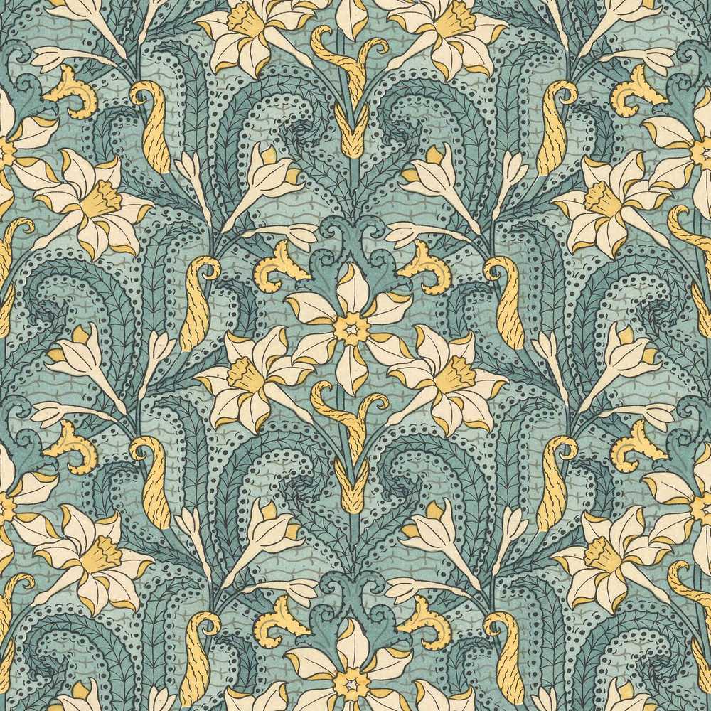 Vintage Art Nouveau Floral Decorative Wildflower Pattern Botanical