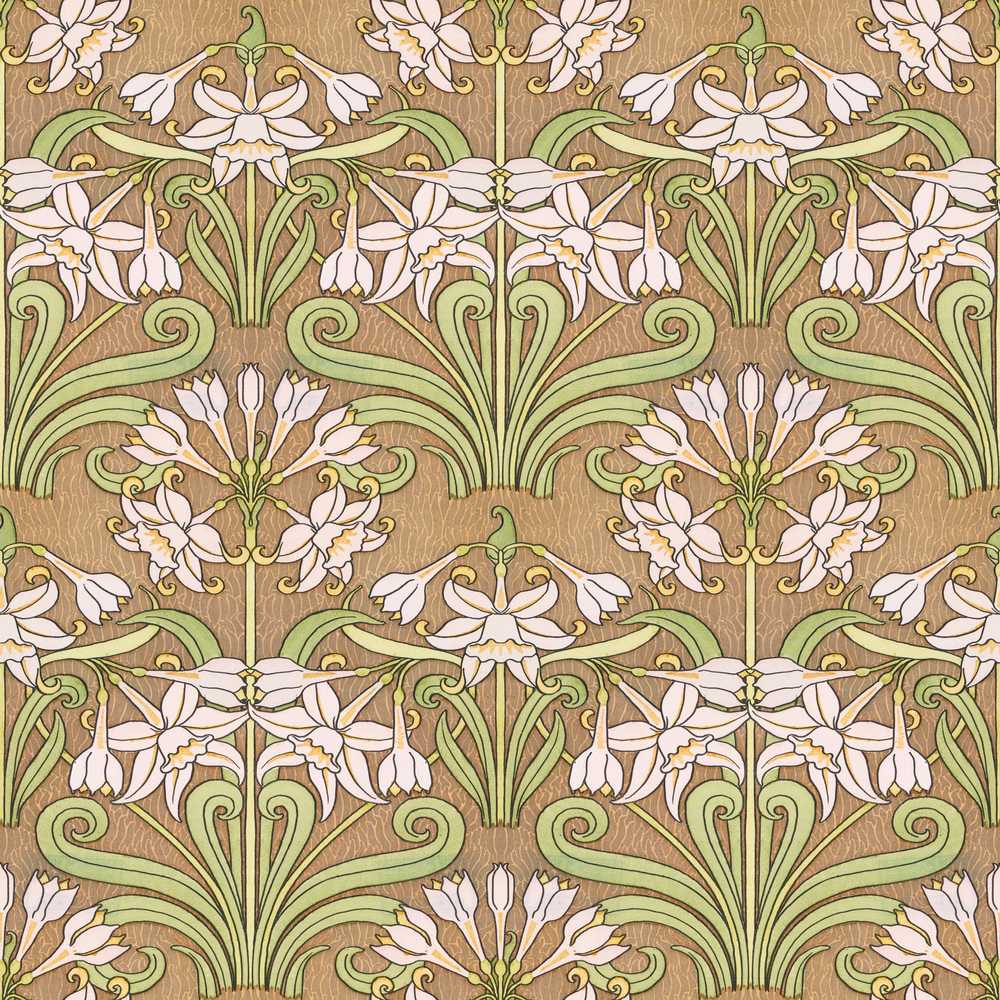 Vintage Floral Art Nouveau Lily Decorative Wildflower Pattern Botanical