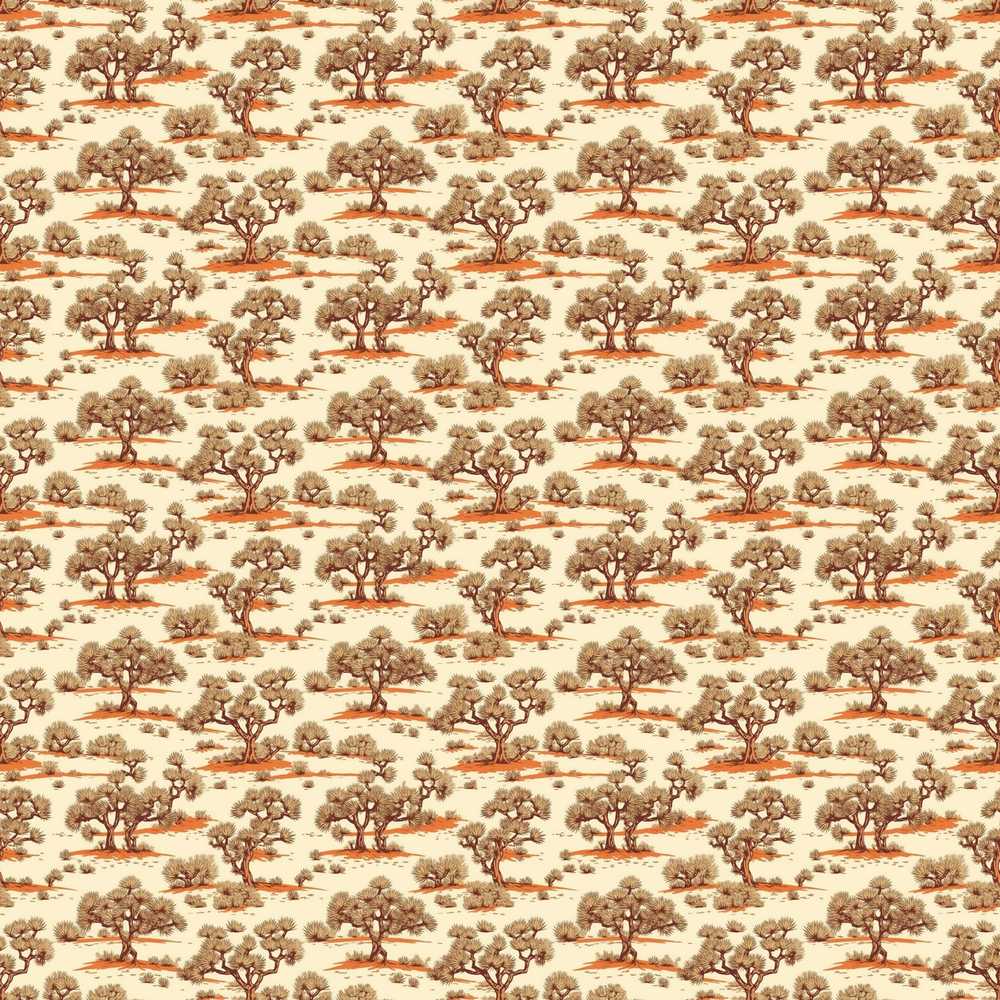 Rustic Desert Tree Scenic Repeat Decorative Pattern Design