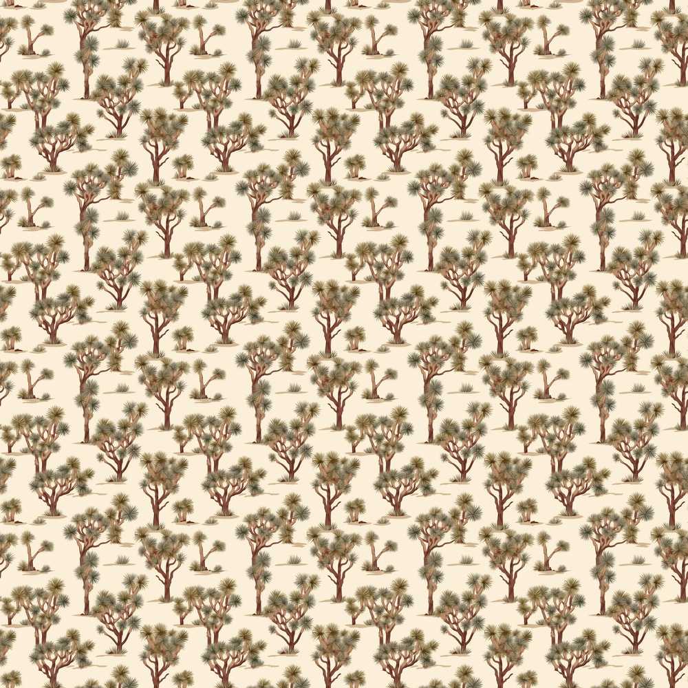 Neutral Desert Shrub Tree Botanical Wildflower Pattern