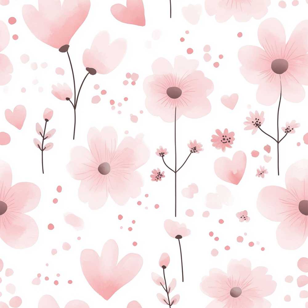 Soft Pink Floral Blossom Romantic Wildflower Pattern Botanical