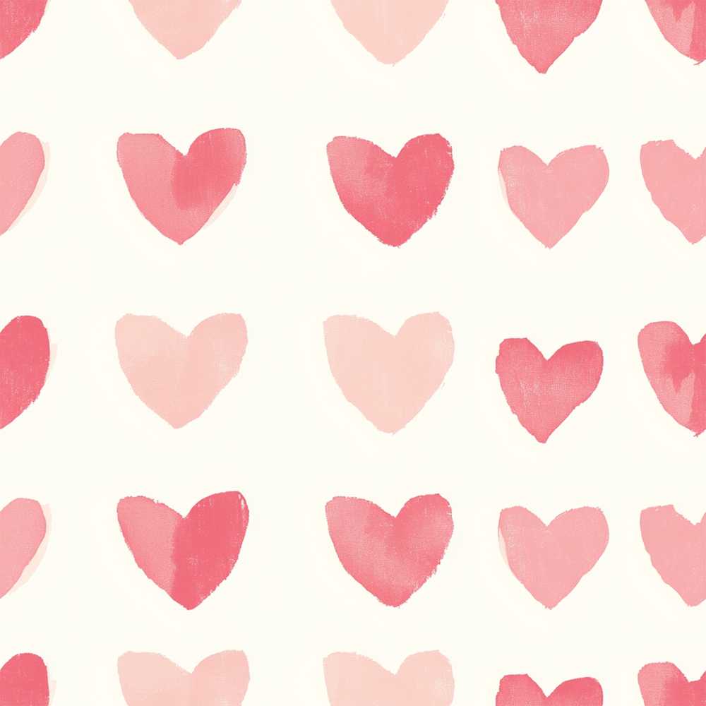 Watercolor Pink Heart Valentines Decorative Repeat Pattern Design