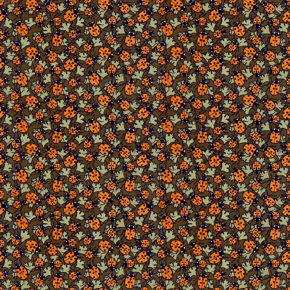 Vintage Ladybug Leaf Nature Wildflower Pattern Botanical