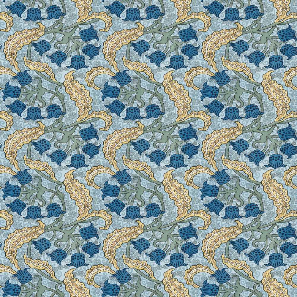 William Morris Style Blue Floral Wildflower Pattern Botanical