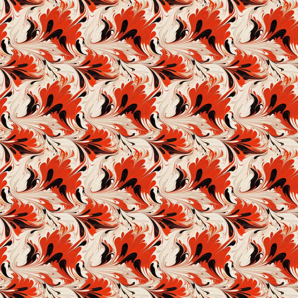 Bold Red Black Cream Fluid Marble Art Texture