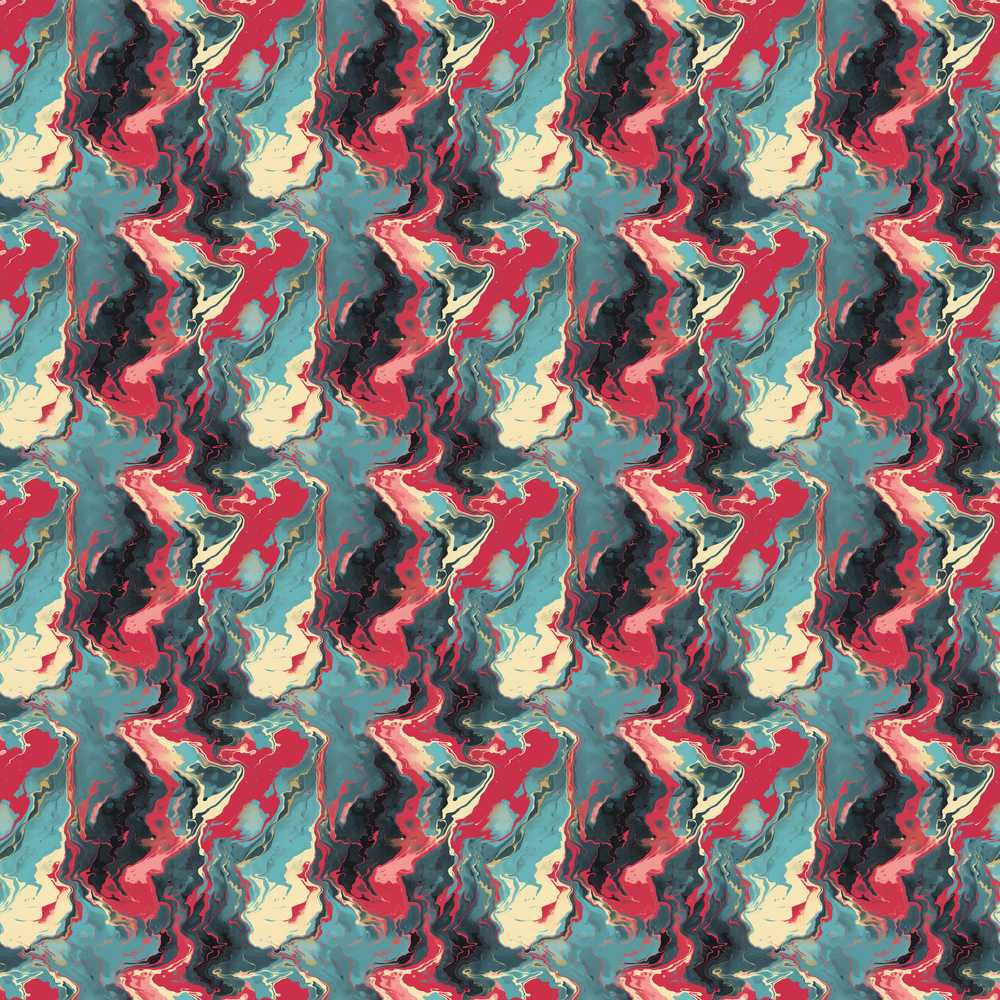 Teal Coral Abstract Liquid Marble Coastal Illustration Pattern