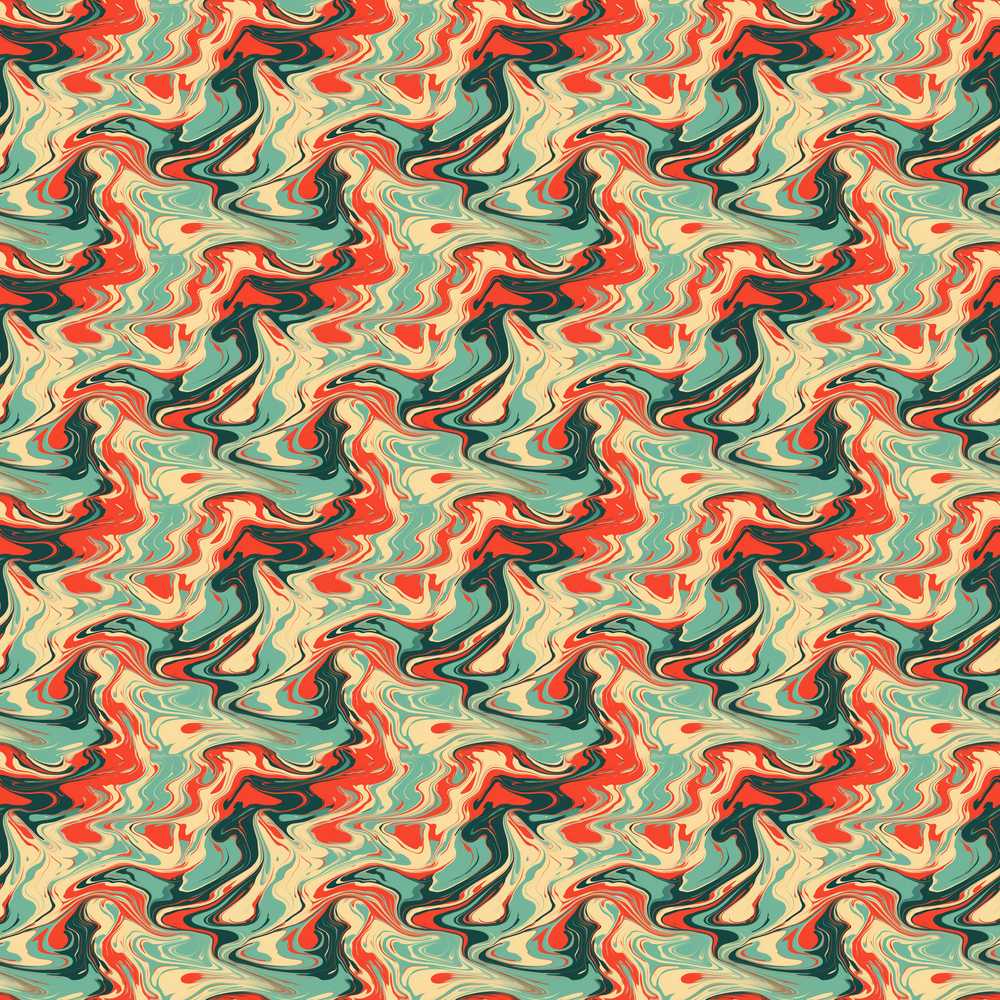 Retro Orange Teal Swirl Marble Art Texture Pattern