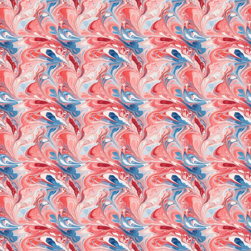 Coral Blue Soft Fluid Marble Coastal Illustration Pattern