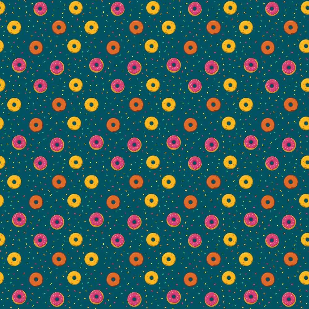 Fun Sprinkle Donut Pattern on Teal Background Illustration
