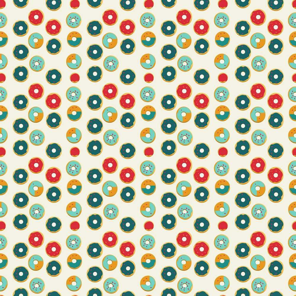 Minimal Donut Icons on Cream Background Illustration Repeat