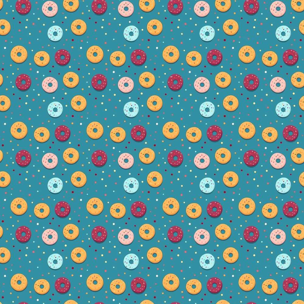 Playful Donut Sprinkle Pattern on Blue Background Illustration