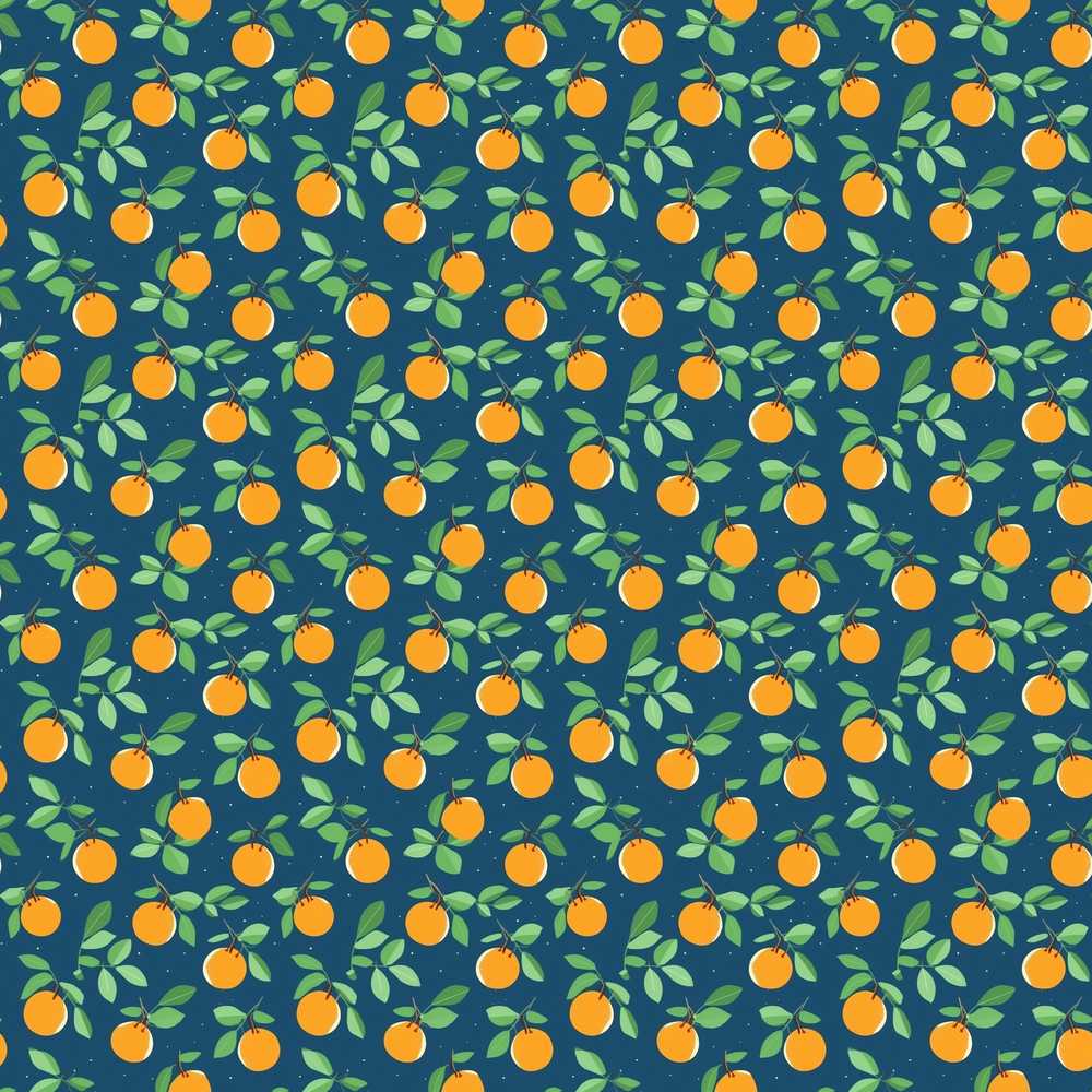 Simple Orange Fruit Toss Pattern on Blue Background
