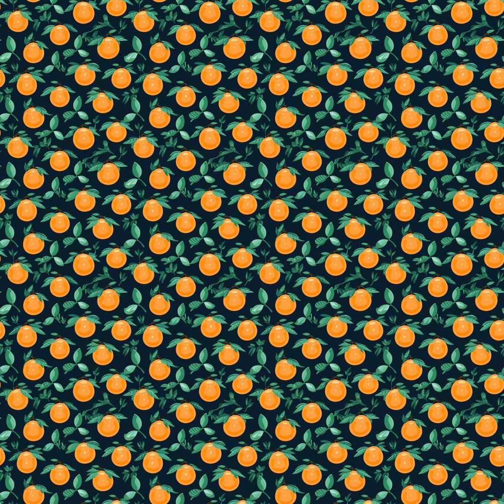 Small Orange Fruit Toss Pattern on Dark Background
