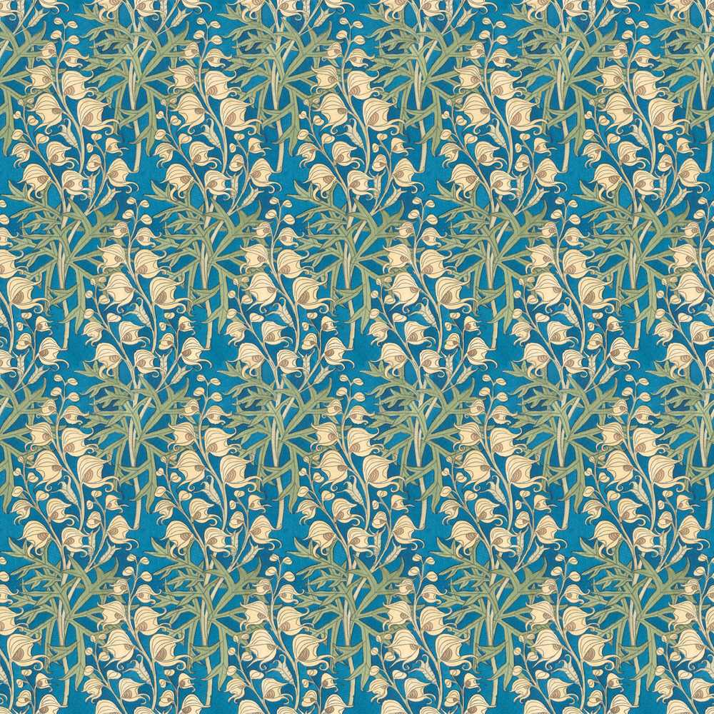 Vintage Style Floral Botanical Pattern on Blue Background Wildflower