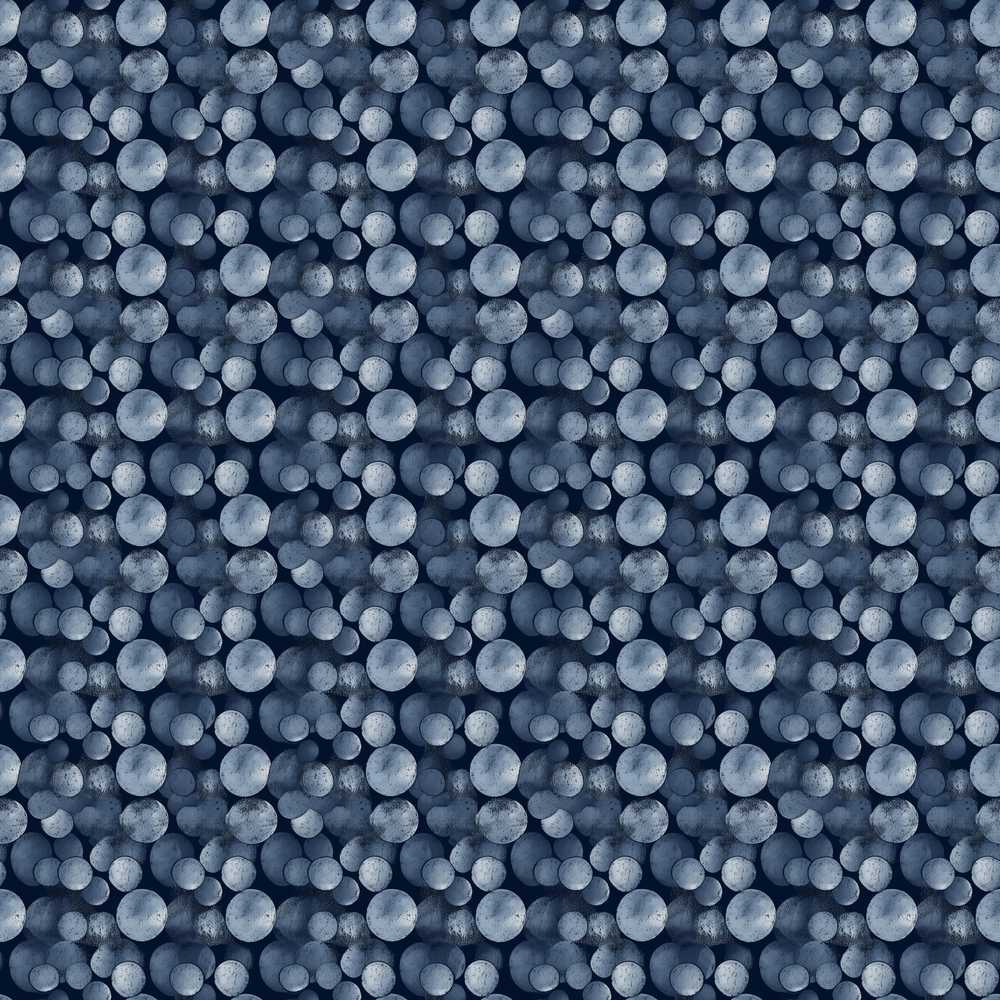 Monochrome Bubble Circle Pattern on Deep Blue Background