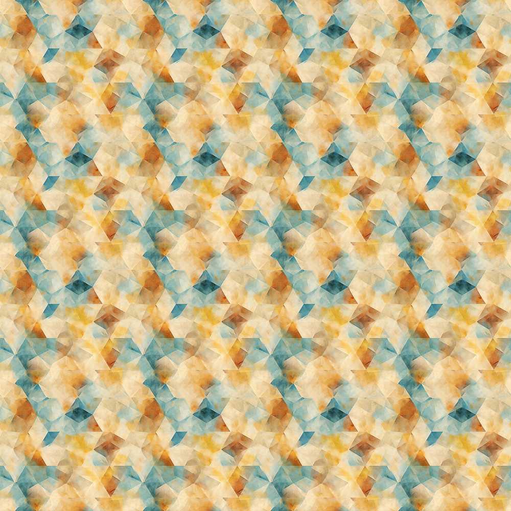 Abstract Geometric Watercolor Shapes in Soft Blue and Orange