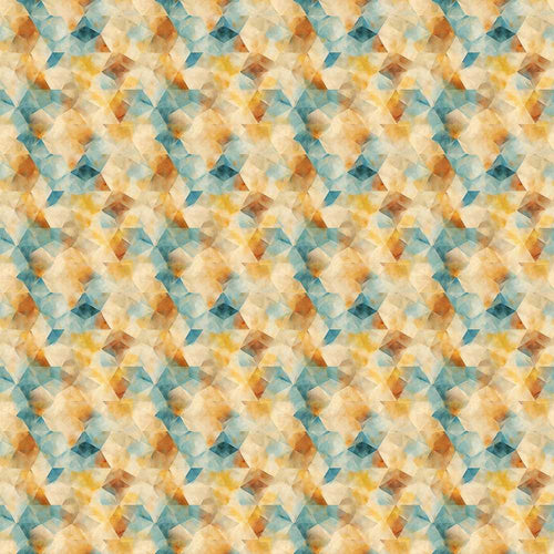 Abstract Geometric Watercolor Shapes in Soft Blue and Orange