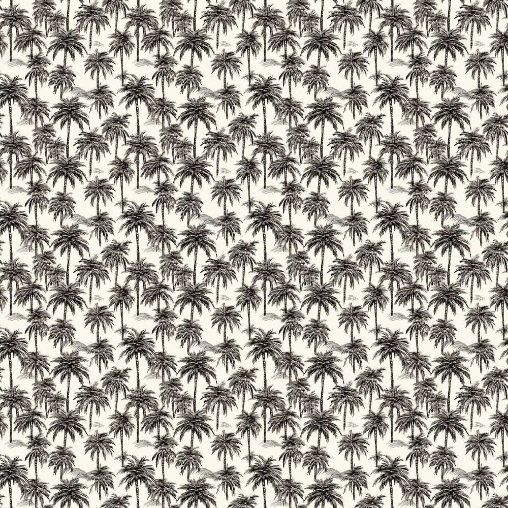 Tropical Palm Tree Monochrome Sketch Pattern Neutral Coastal