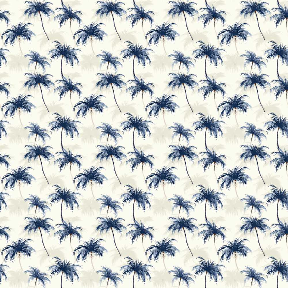 Blue Palm Tree Tropical Soft Coastal Style Illustration