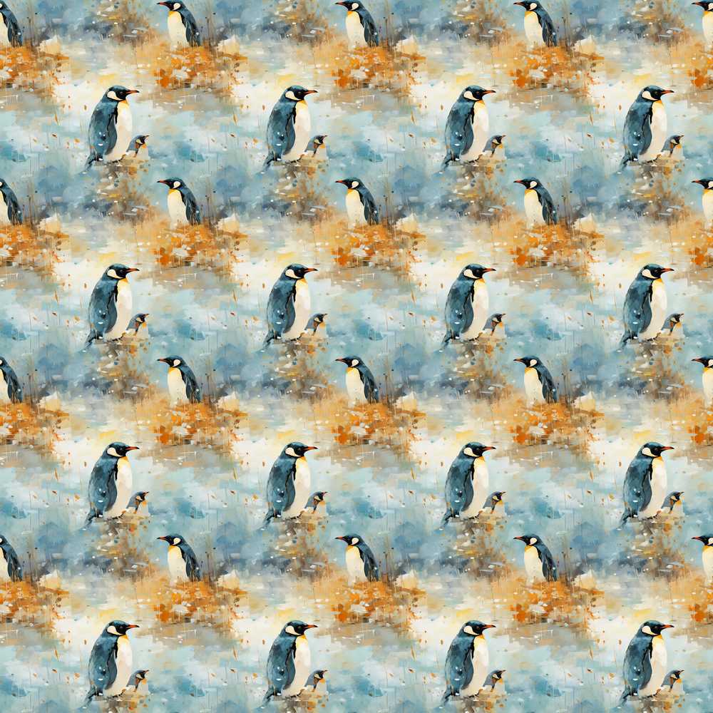 Abstract Penguin Birds Artistic Brush Style Modern Art
