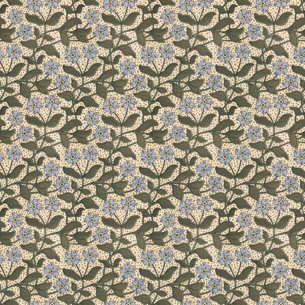Vintage Floral Vine Small Blue Flowers Classic Wildflower Pattern