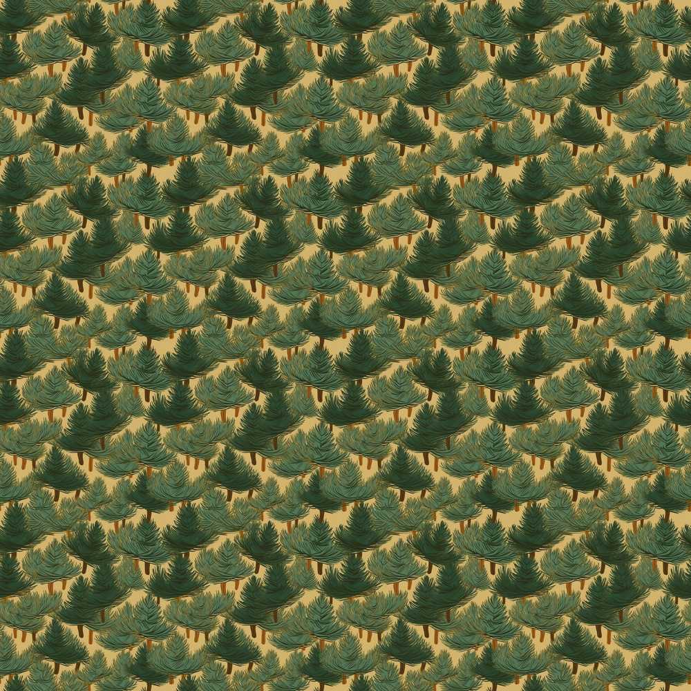 Dense Pine Forest Trees Rustic Woodland Nature Decorative