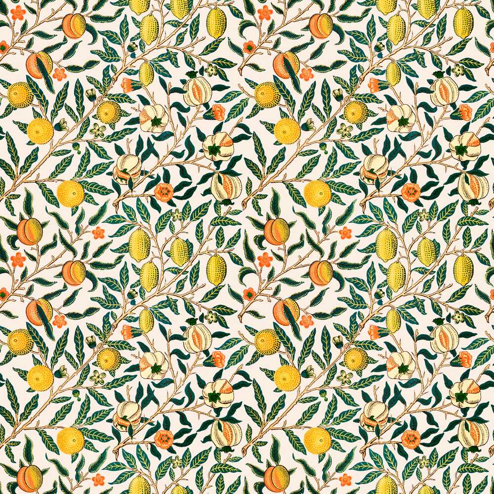 Vintage Citrus Fruit Branches Botanical Garden Wildflower Pattern