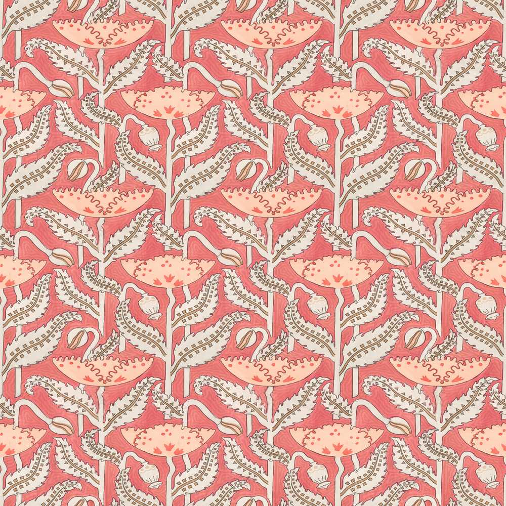 Art Nouveau Floral Pattern with Stylized Leaves Wildflower Botanical