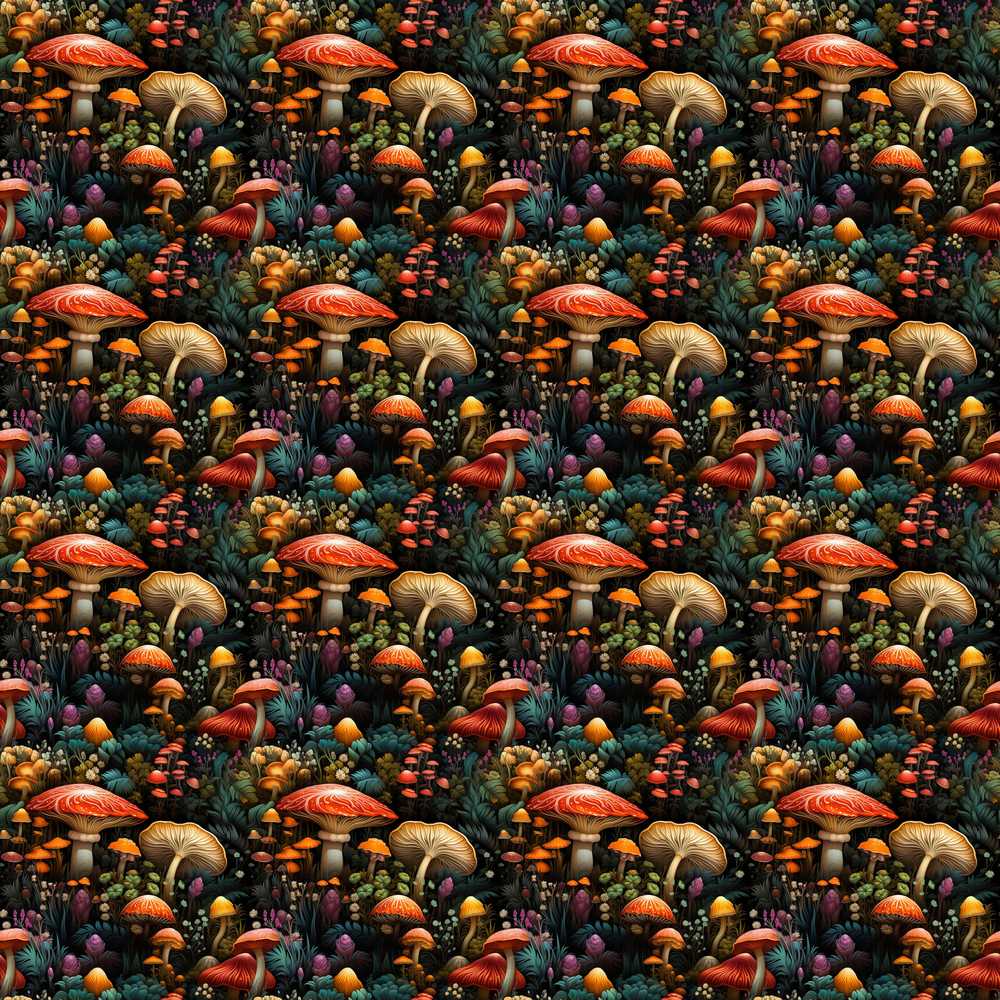 Enchanted Forest Mushrooms Magical Woodland Nature Decorative Repeat