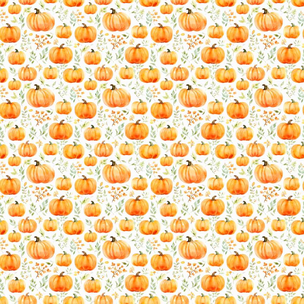 Watercolor Pumpkins Autumn Harvest Fall Season Decorative Repeat
