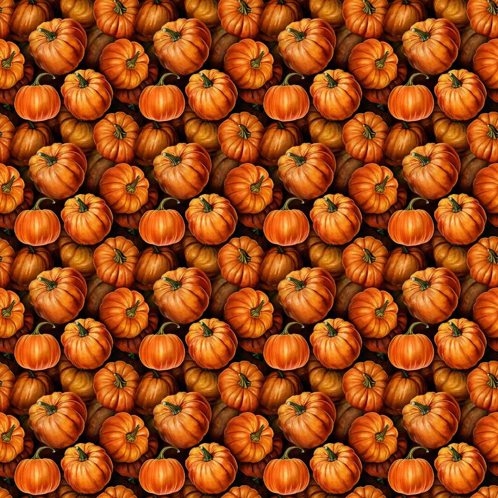 Realistic Orange Pumpkins Harvest Season Decorative Repeat Pattern