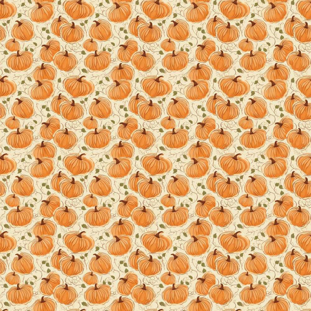 Vintage Pumpkin Vine Autumn Botanical Wildflower Pattern