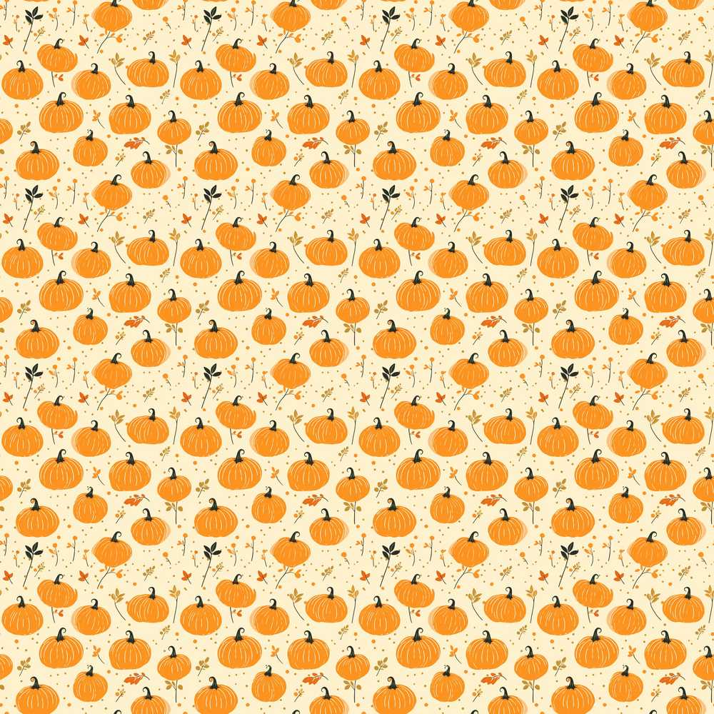 Cute Small Pumpkins and Floral Sprigs Light Background Wildflower