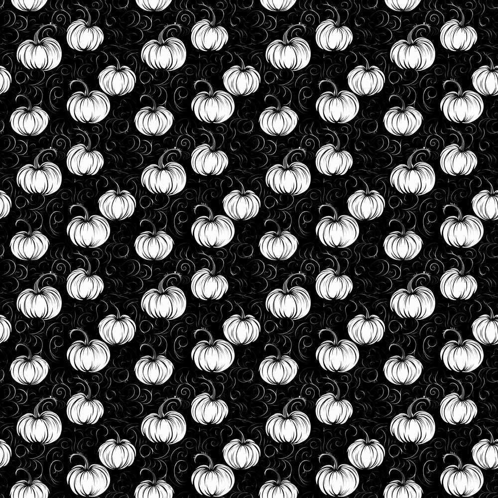 Monochrome White Pumpkins on Black Elegant Halloween Spooky