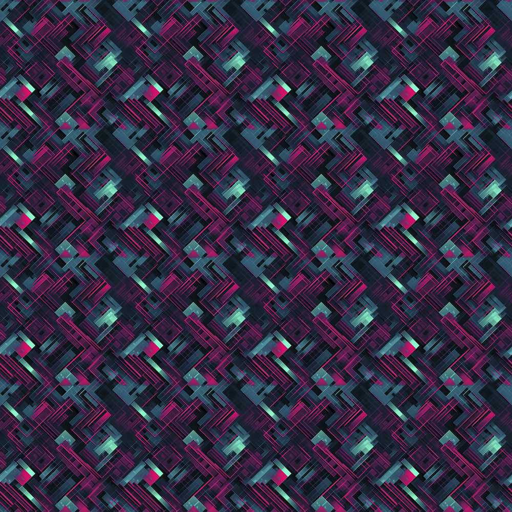 Cyberpunk Circuit Style Geometric Pattern Teal and Magenta