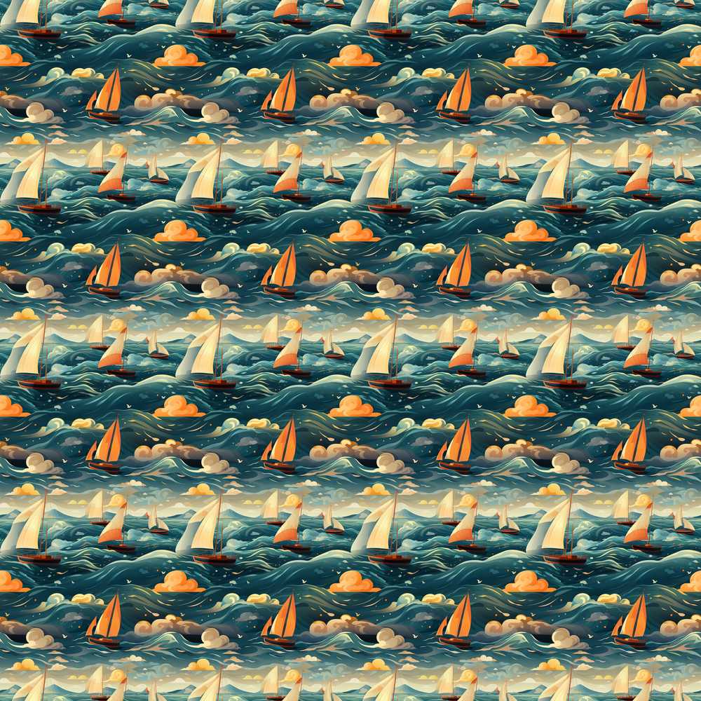 Colorful Ocean Waves Sailboats Scenic Dramatic Sea Coastal