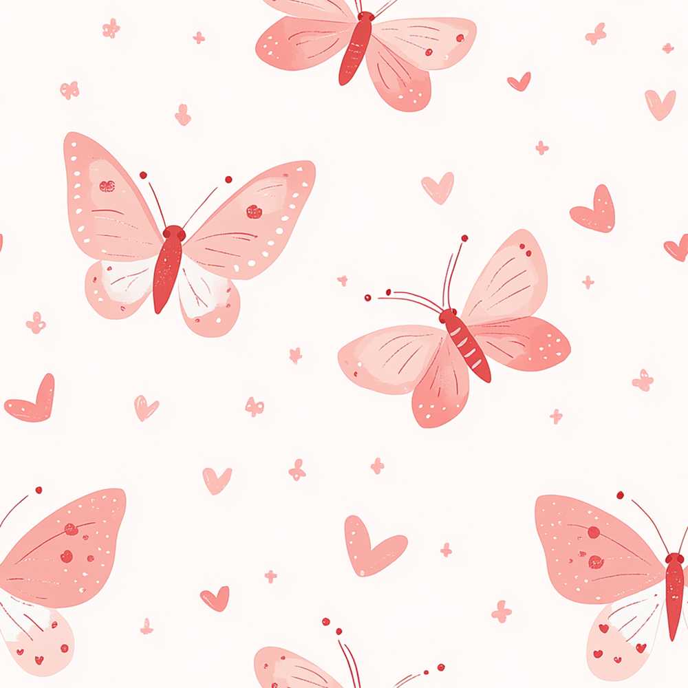 Cute Pink Butterflies Hearts Soft Pastel Romantic Decorative